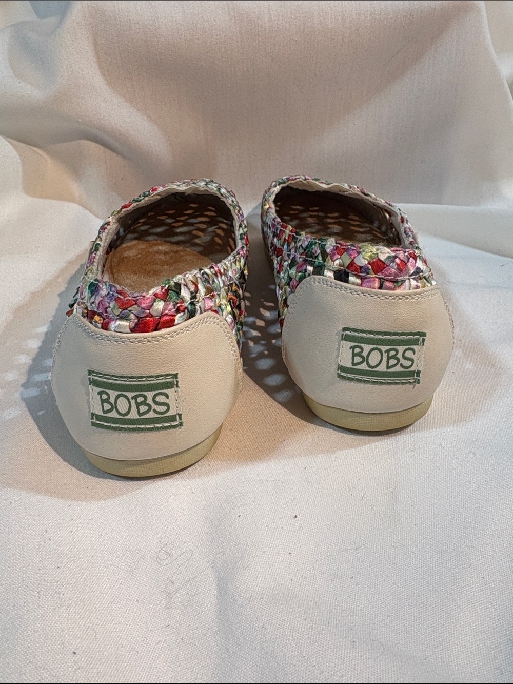 Skechers BOBS Multicolor Woven Slip-On Flats - size 6.5 Summer Knit - Picture 7 of 11